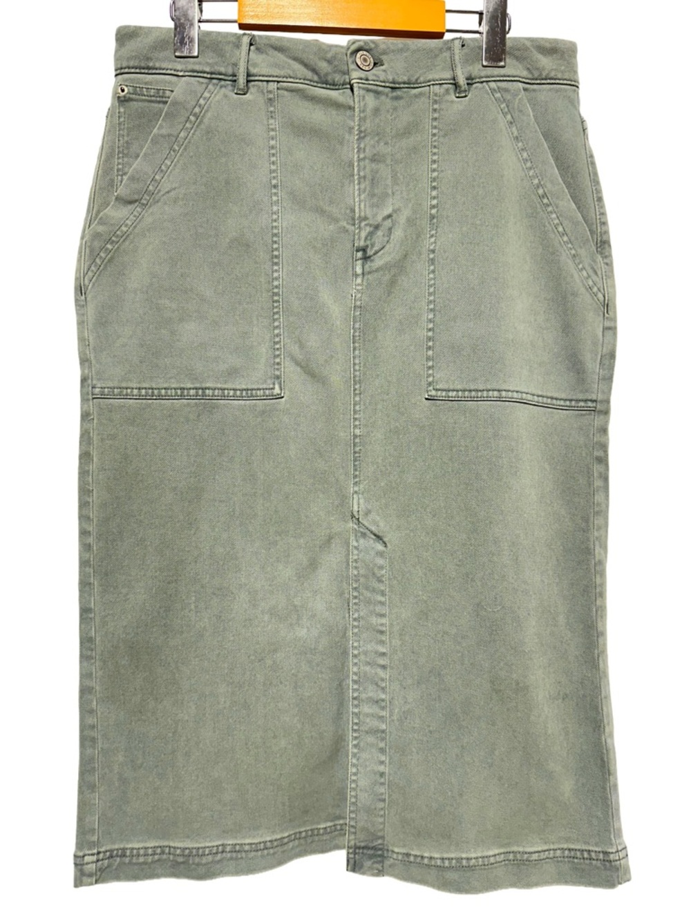 NWT PER UNA Olive Utility Cargo Midi Skirt Workwear Minimalist Pocket